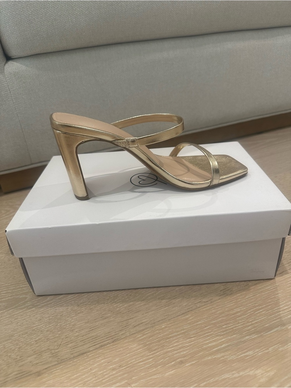 Sleek Metallic Gold Strappy High Heel Mule